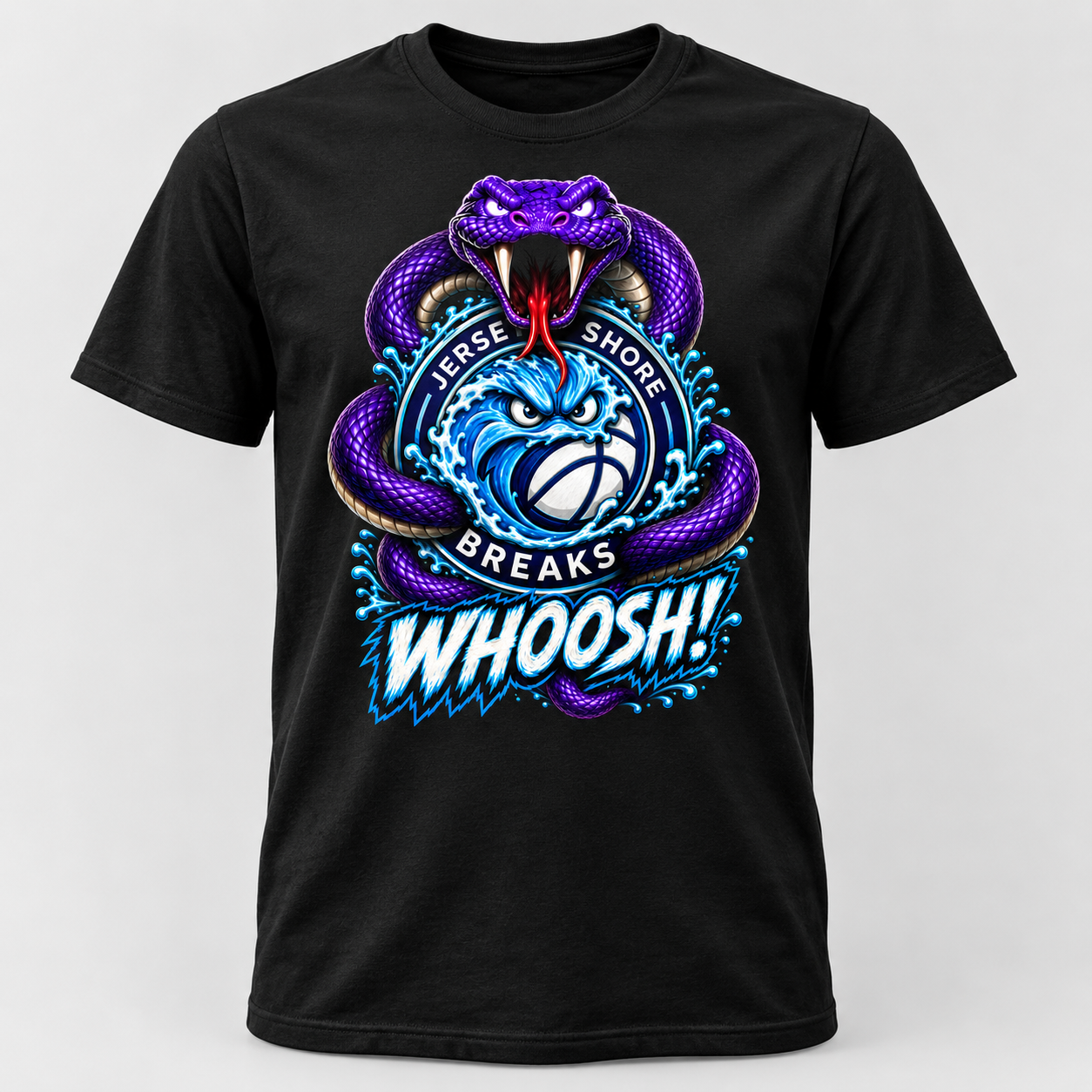 Jersey Shore Breaks Whoosh T-Shirt in black